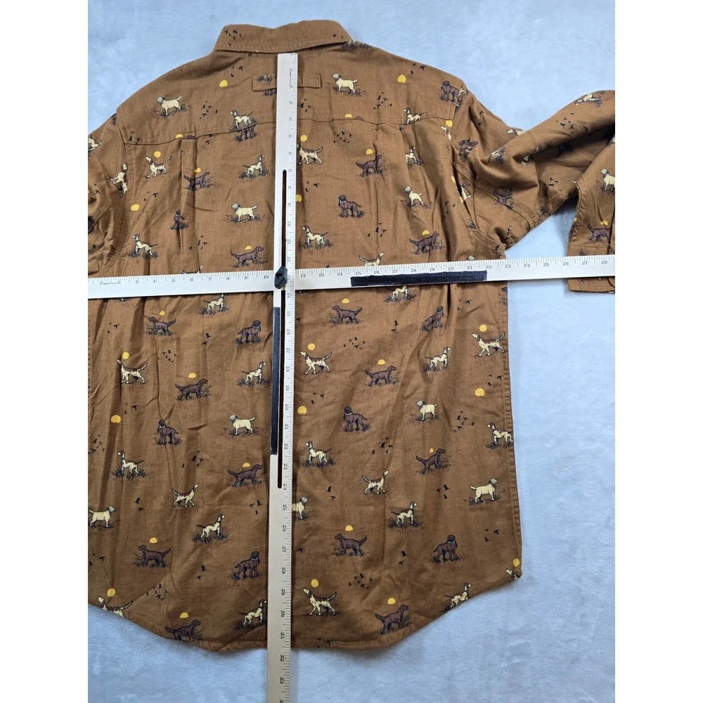 Duluth Trading Flannel Shirt Mens Medium Brown Cotton Dog Hunting Free Swingin